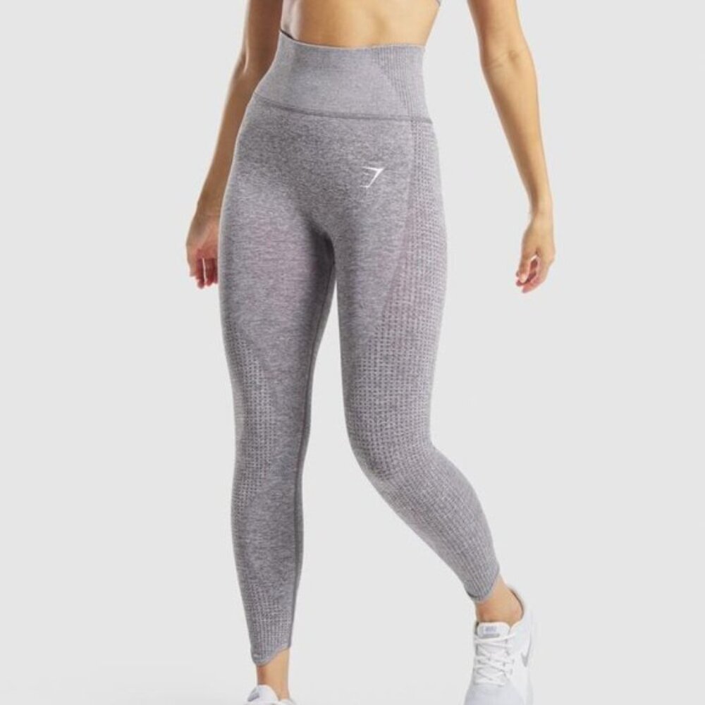 GYMSHARK vital seamless 2.0 gray marl leggings running workout pants high rise M